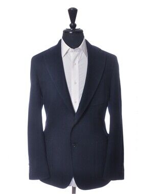 Canali Navy Blue Flannel Unstructured Blazer 44R 37941